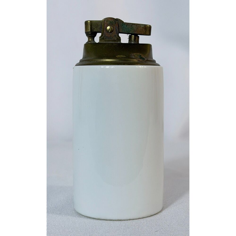 Vtg Japanese OMC Porcelain Table Lighter Gold Toned Mod Mid Century